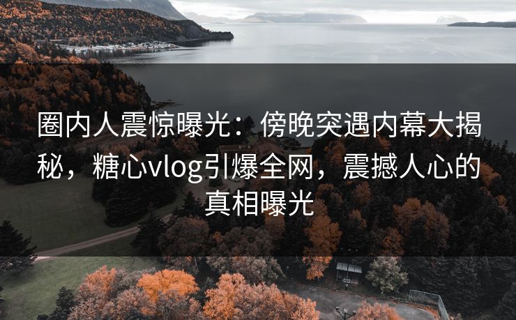 圈内人震惊曝光：傍晚突遇内幕大揭秘，糖心vlog引爆全网，震撼人心的真相曝光