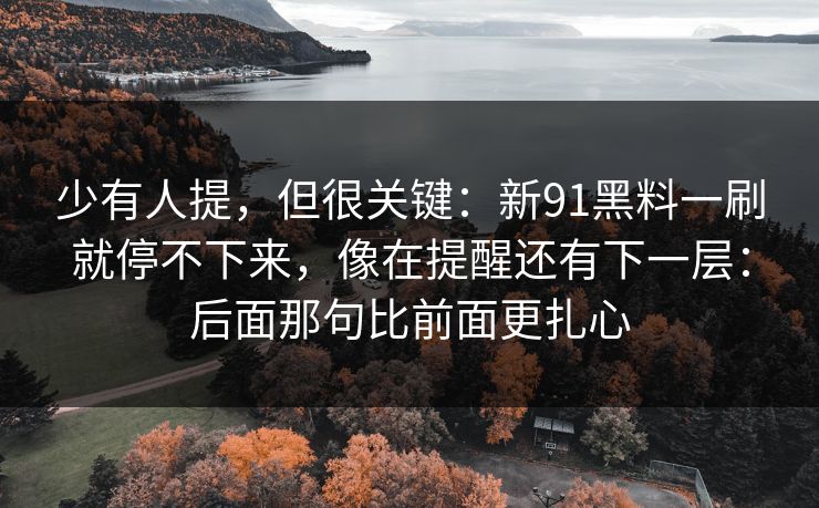 少有人提，但很关键：新91黑料一刷就停不下来，像在提醒还有下一层：后面那句比前面更扎心