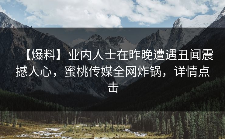 【爆料】业内人士在昨晚遭遇丑闻震撼人心，蜜桃传媒全网炸锅，详情点击