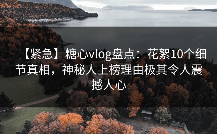 【紧急】糖心vlog盘点：花絮10个细节真相，神秘人上榜理由极其令人震撼人心